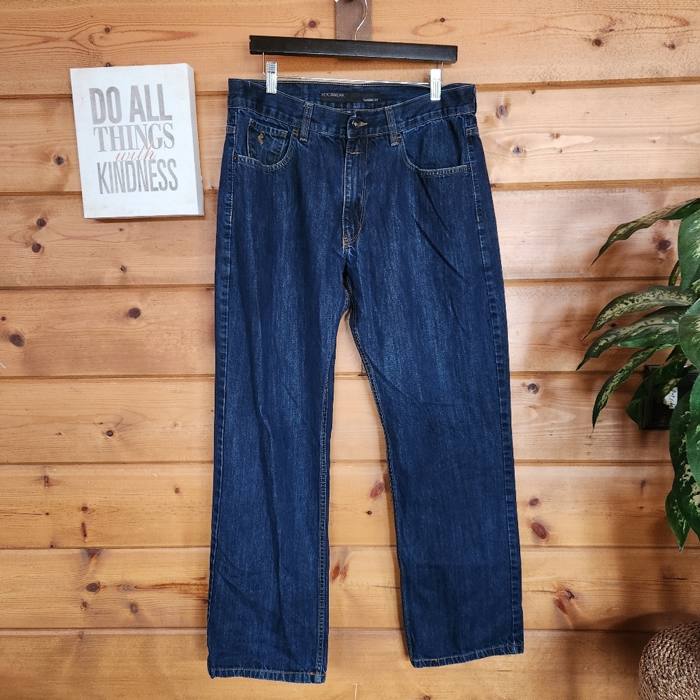 Rocawear 🌻 Jeans Classic Fit Dark Wash Straight Loose Relaxed Hip Hop 38 X 32"
